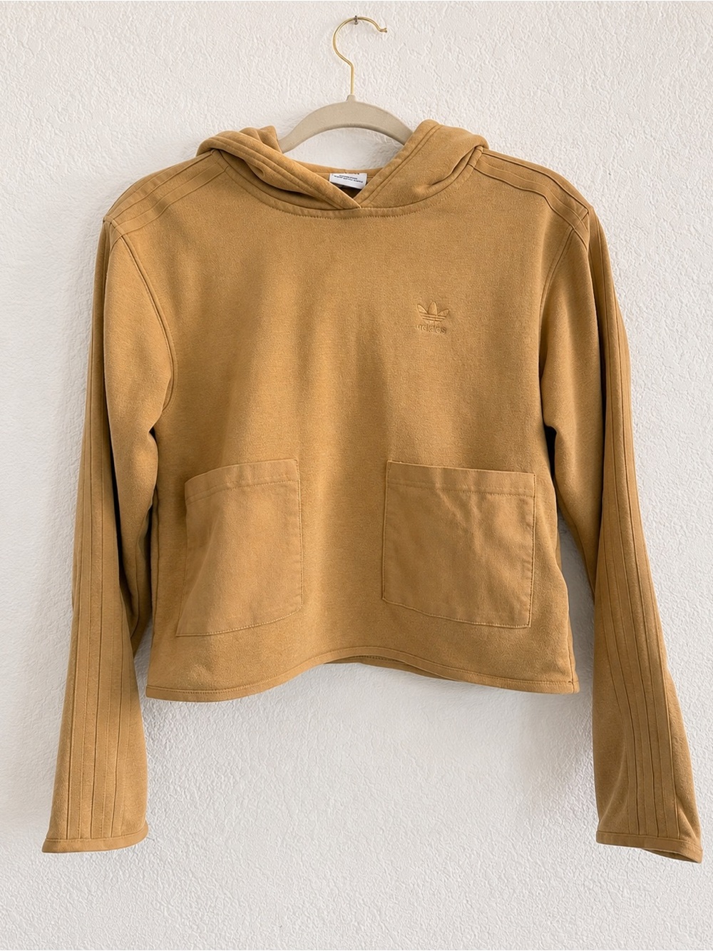 adidas twill pocket hoodie beige